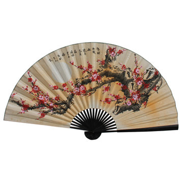 Chinese Handmade Fan Shape Blossom Flowers Theme Paper Painting Hcs5638