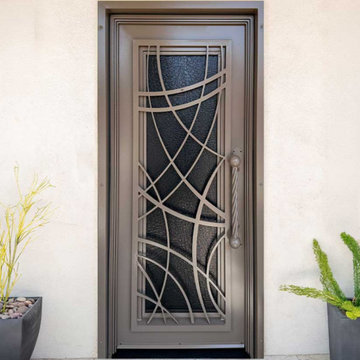 Abstract Iron Entry Door with Iron Handle