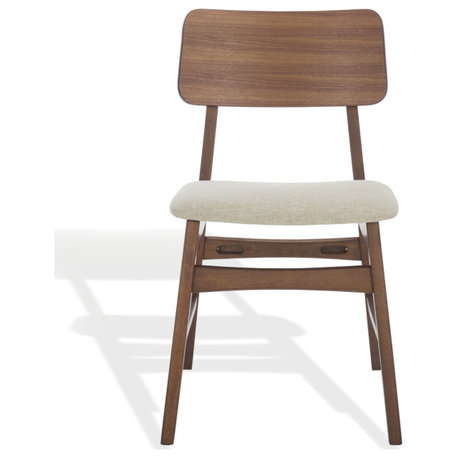 Safavieh Couture Madina Wood Dining Chair, Walnut/Beige
