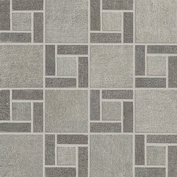 Fly Zone Fiber Porcelain Tile Series - Grigio with Graphite Mosaic - Wall And Floor Tile