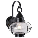 Norwell Lighting - Norwell Lighting Cottage Onion Large 1 Light Sconce, Black/Seeded 1324-BL-SE - Featuring the rounded shape of an onion, encapsulated by impressively hand-crafted brass, the medium Cottage Onion wall fixture is an eye-catching piece ideal for entryways and rustic exteriors.