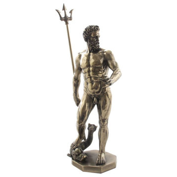 Poseidon with Trident and Fish - Greek God of the Sea Statue