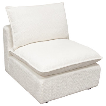 Ivy Armless Chair in White Faux Shearling by Diamond Sofa