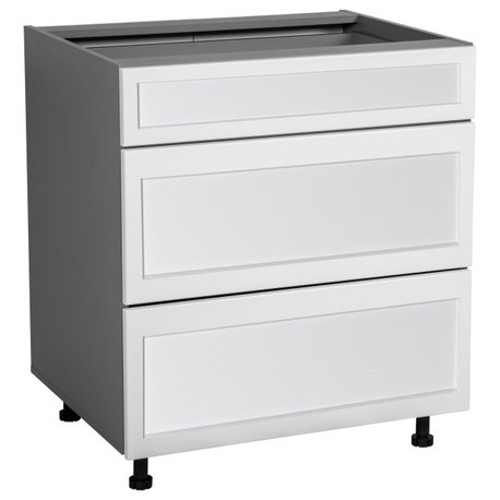 24 Base Cabinet-Double Door-Three Drawer-with Shaker White Matte door