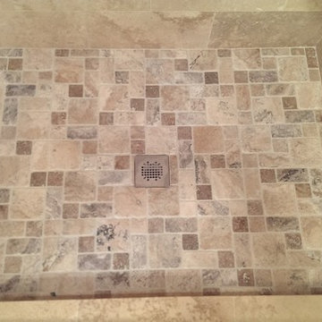 tumbled stone mosaic shower floor