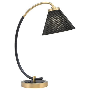 1-Light Desk Lamp, Matte Black/New Age Brass Finish, 7" Black Matrix Glass