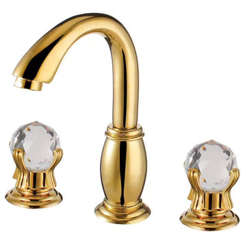 Savona Dual Handle Gold Bathroom Faucet With Hot/Cold Mixer