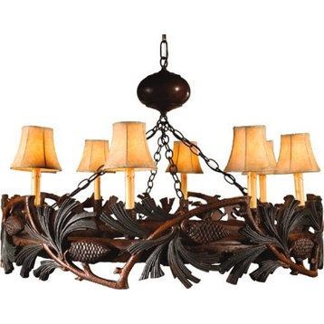 Chandelier Pine Bough Pinecones Hand-Painted 8 Lights OK Casting