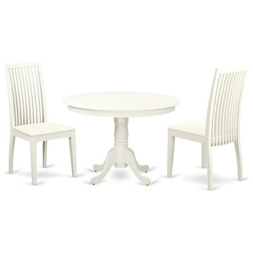 3 Piece Hartland Set, One Round 42In Table, 2 Chairs Beautiful White.