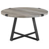 30" Metal Wrap Round Coffee Table, Gray Wash/Black
