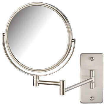 Jerdon 8" Wall Mirror with Over Sized Base, 5X Mag, Nickel