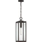 Quoizel - Westover One Light Mini Pendant, Western Bronze - The clean lines and hand-riveted accents make Westover a modern industrialist's dream. Long rectangular framework with seedy glass or clear glass panels provide an unobstructed view of the lantern's sleek interior. The choice of Earth Black Antique Brass Industrial Bronze Stainless Steel or Western Bronze further enhances the versatility of this refined collection.