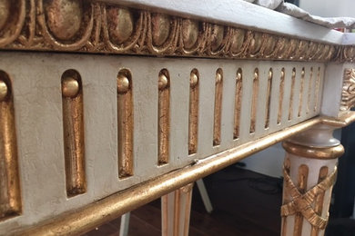 faux painted marble and gold leaf console table