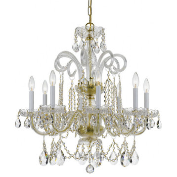 Traditional Crystal 8 Light Spectra Crystal Brass Chandelier