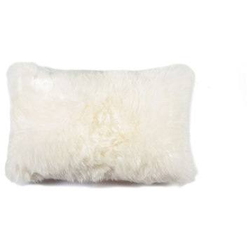 Natural 100% Sheepskin New Zealand Pillow, Natural, 12"x20"