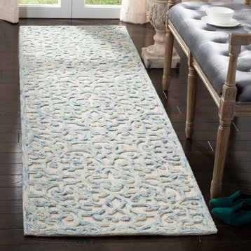 Safavieh Trace Collection TRC103B Rug, Blue/Ivory, 2'3" X 6'