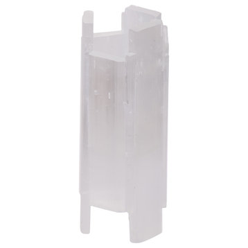 Selenite Stone Candle Holder 3x3x8"