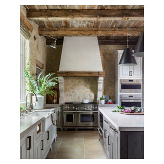 Antique Hand Hewn Beams And Brown Barnwood Ceiling Planking - French ...
