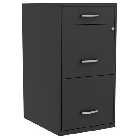 Space Solutions 18in Deep 3 Drawer Metal Organizer File Cabinet Black
