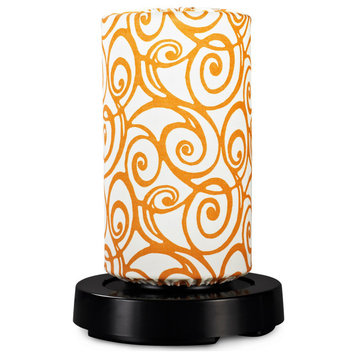 PatioGlo Bright White LED Outdoor Table Lamp with Orange Swirl Cover
