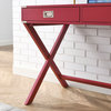 TATEUS Computer Desk with Storage, Solid Wood Desk with Drawers, Red