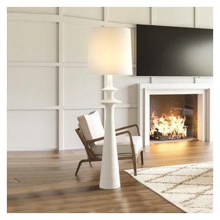 Mid-Century-Modern Floor Lamp 20''W x 20''D x 74''H, Matte White Finish ...