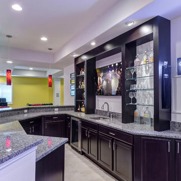 Basement Bar Glass Shelves