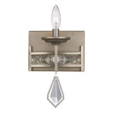 Eli 1-Light Wall Sconce, Antique Silver Leaf, Clear Crystal