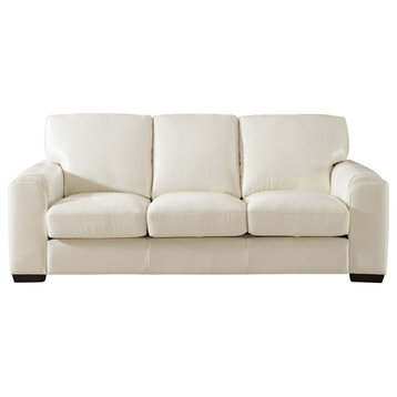 Suzanne Leather Craft Sofa, Ivory White