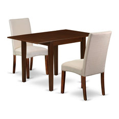 East West Furniture Norden Wood 3-Piece Parson Dining Set NDDR3-MAH-01
