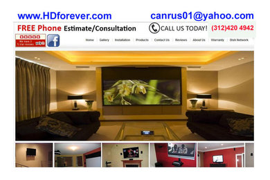 Home theater - contemporary home theater idea in Chicago