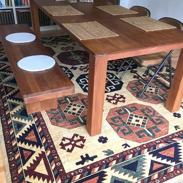 Custom rug ordered from Afghanistan hand knotted and vegetable dyed wool.