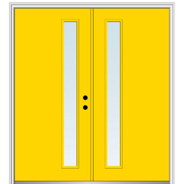 60"x80" 1-Lite Clear LH-Inswing Painted Fiberglass Double Door, 4-9/16" Frame