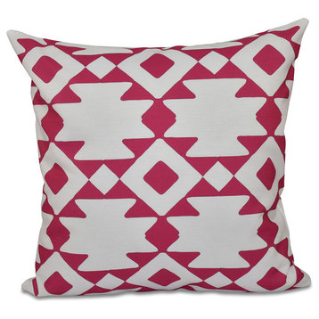 Geometric Decorative Pillow, Fushia, 18"x18"