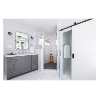 Spacious Master Bathroom Renovation with Large Corner Shower ...