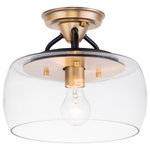 Maxim Lighting - Goblet 1-Light Semi Flush Mount - Simple yet elegant frames are finished in two tone finishes to add upscale element to this economical collection. Frames are available in either Bronze with Antique Brass accents or Black with Satin Nickel accents. Both are supplied with Clear glass shades inspired by stemware for a tailored profile.