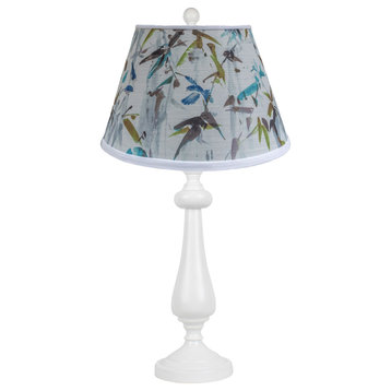 Lexington White Table Lamp With Shade, Hummingbirds