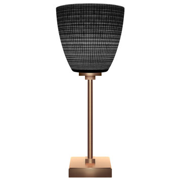 Luna Accent Table Lamp, New Age Brass Finish, 8" Black Matrix Glass