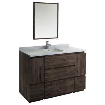 Fresca Formosa 54" Floor Standing Wood Bathroom Vanity with Mirror in Brown