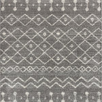 JONATHAN Y - Aksil Moroccan Beni Souk Area Rug, Gray/Cream, 5 X 8 - Inspired by vintage Moroccan tribal rugs, our modern version is power-loomed with a short pile. Berber diamond and circle symbols are woven in ivory on a field of gray; the mingled threads recall traditional handwoven rugs. Add some Bohemian style to your home with this easy-care rug.