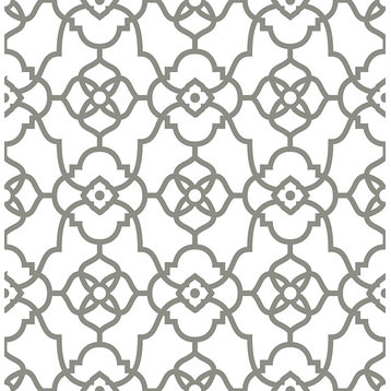 Mirabelle Atrium Grey Trellis Wallpaper
