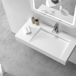 ADM Bathroom Design - ADM Rectangular Wall Mounted Sink, White, 39" - Bathroom Sinks