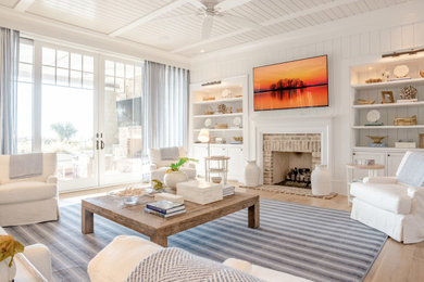 Living room - coastal living room idea in Other