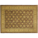 Bareens Designer Rugs - Turkish Knotted Istanbul Somer Aubergine/ Tan Wool Rug - 9'11'' x 13'8'' - Designed with a mesmerizing intricate traditional motif this glorious hand knotted rug is a masterpiece that will fill any space with sophistication and grace. An exhilarating color pallet with an elaborate design, this masterpiece features luxurious hand spun wool with all vegetable dyes to add comfort and style to your decor. The design, color and beautiful chromatic composition with a sheen in traditional and transitional designs, exude beauty, elegance and quality make this rug a masterpiece of its own.