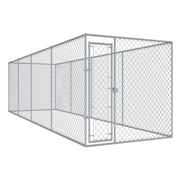 vidaXL Outdoor Dog Kennel Lockable Mesh 299"x75.6"x72.8" Galvanised Steel Cage