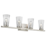 Livex Lighting - Cityview 4 Light Brushed Nickel Large Vanity Sconce - Brighten up your bathroom vanity with the sleek look of the Cityview four light vanity sconce. The tapered clear glass shades and the brushed nickel finish make a perfect match.