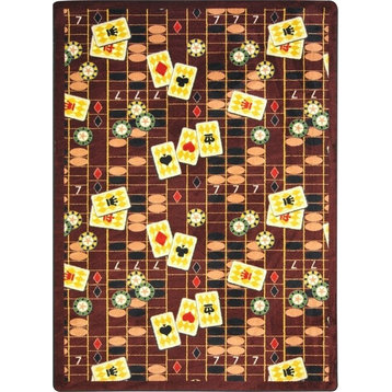 Games People Play, Gaming And Sports Area Rug, Feeling Lucky, 5'4"X7'8", Rust