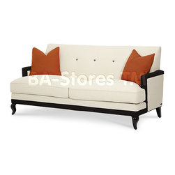 "Michael Amini" 3-Seat Sofa with Tangerine Fabric Throw Pillows, After Eight Col - Sofas
