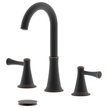 Kassel Double Handle Oil Rubbed Bronze Faucet, Drain Assembly With Overflow