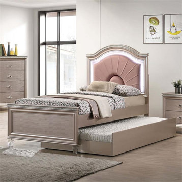 Furniture of America Devado Contemporary Wood Twin Bed with Trundle in Rose Gold